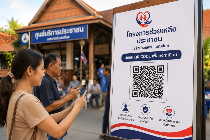ป้ายแสกนโครงการไทยช่วยไทย