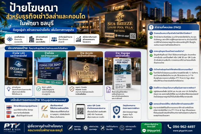 ป้ายสำหรับธุรกิจเช่าวิลล่าและคอนโดในพัทยา-ชลบุรี ควรเลือกป้ายแบบไหนให้ดึงดูดผู้เช่าได้จริง?