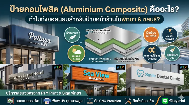 ป้ายคอมโพสิต (Aluminium Composite) คืออะไร? ทำไมถึงเป็นตัวเลือกยอดนิยมสำหรับป้ายหน้าร้านในพัทยาและชลบุรี