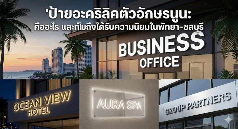 ป้ายอะคริลิคตัวอักษรนูน เลือกแบบไหนดีสำหรับหน้าร้านและออฟฟิศในพัทยา-ชลบุรี